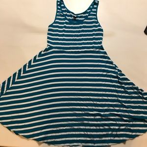 Blue and white striped dress
